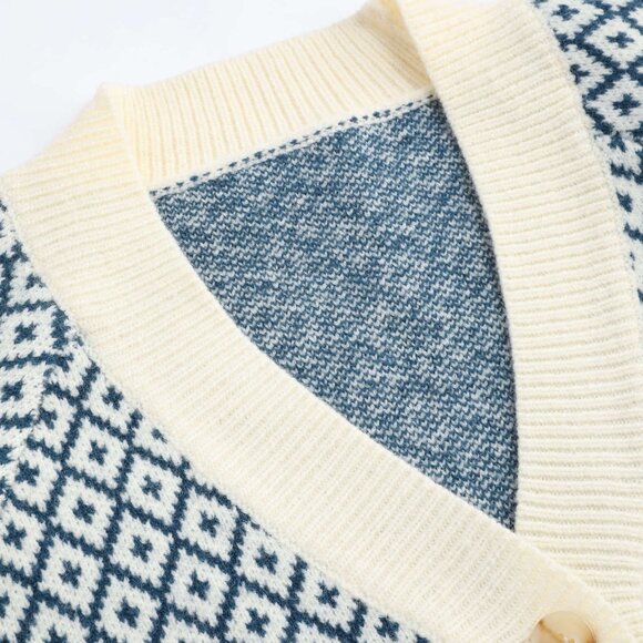 Cider Print Cream Blue Button Up Cardigan XL - Picture 4 of 9